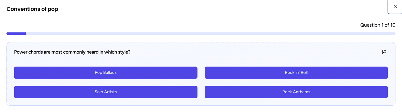 OCR GCSE Music revision quiz question