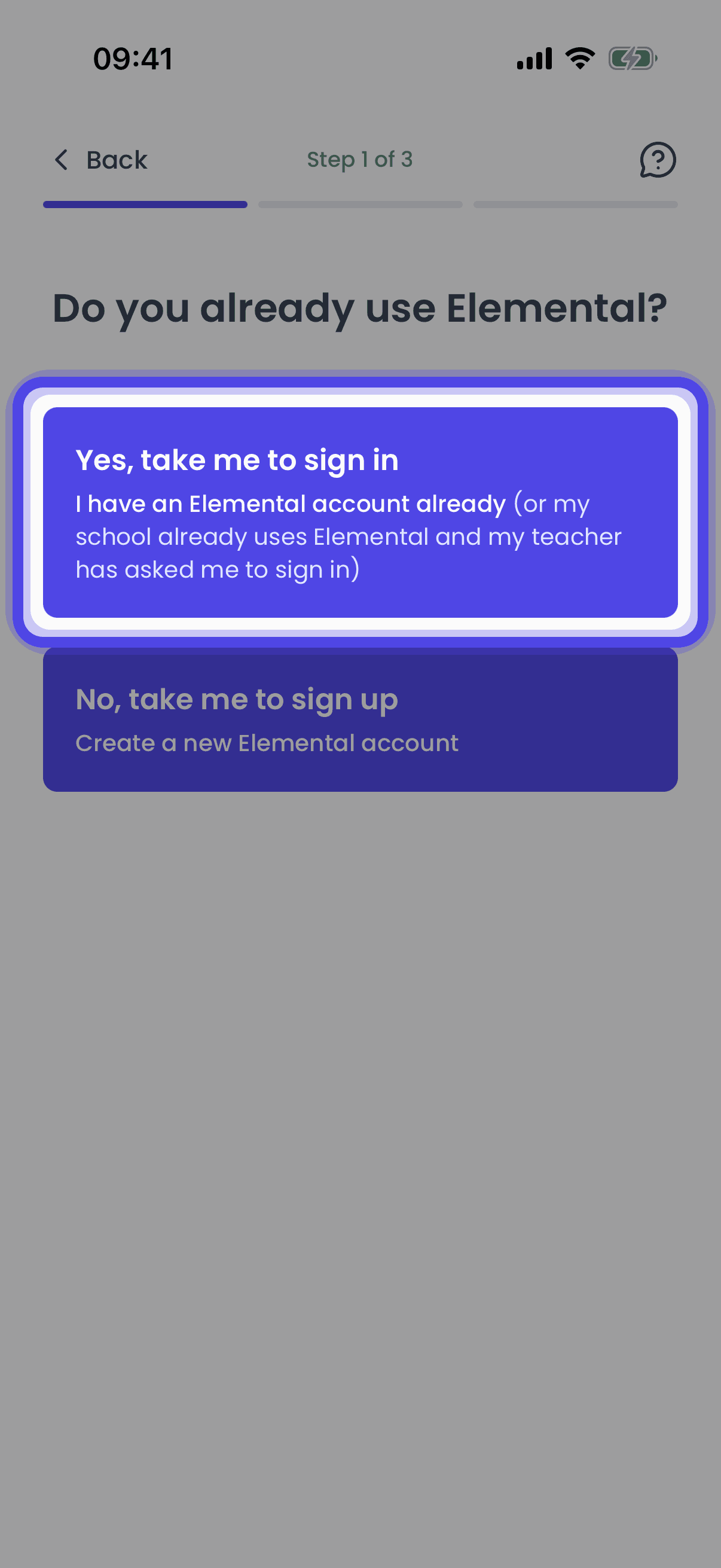 Go to Sign In (mobile app)