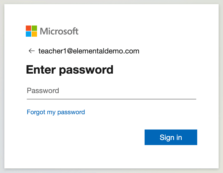 Enter Your Microsoft Password