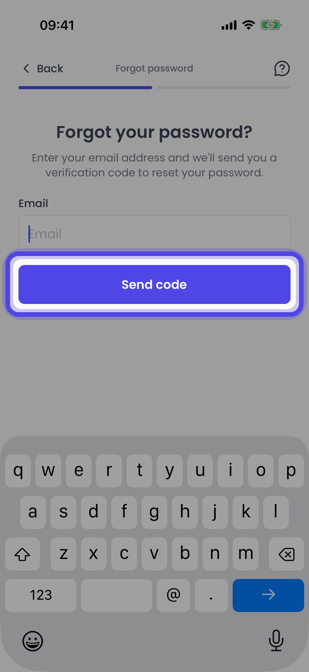 Request a Reset Code (mobile app)